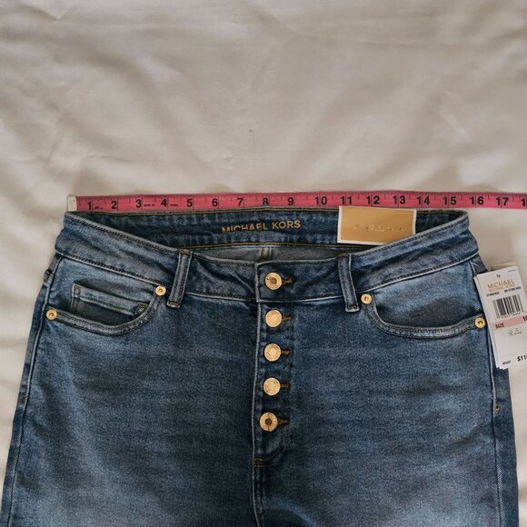 MICHAEL Michael Kors Women's SELMA Stone Wash Crop Flare Jeans Size 10 NWT - Picture 13 of 15
